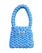 Finished crochet bag made with the Blue DIY Kit by Dazzled