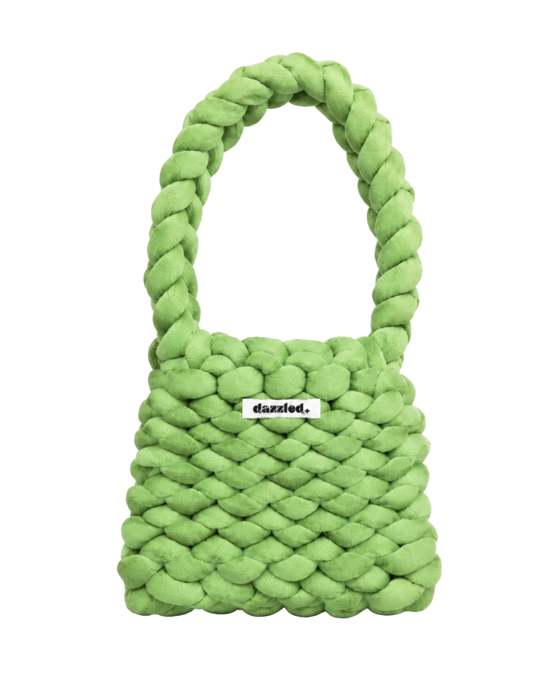 Finished crochet bag made with the Green DIY Kit by Dazzled