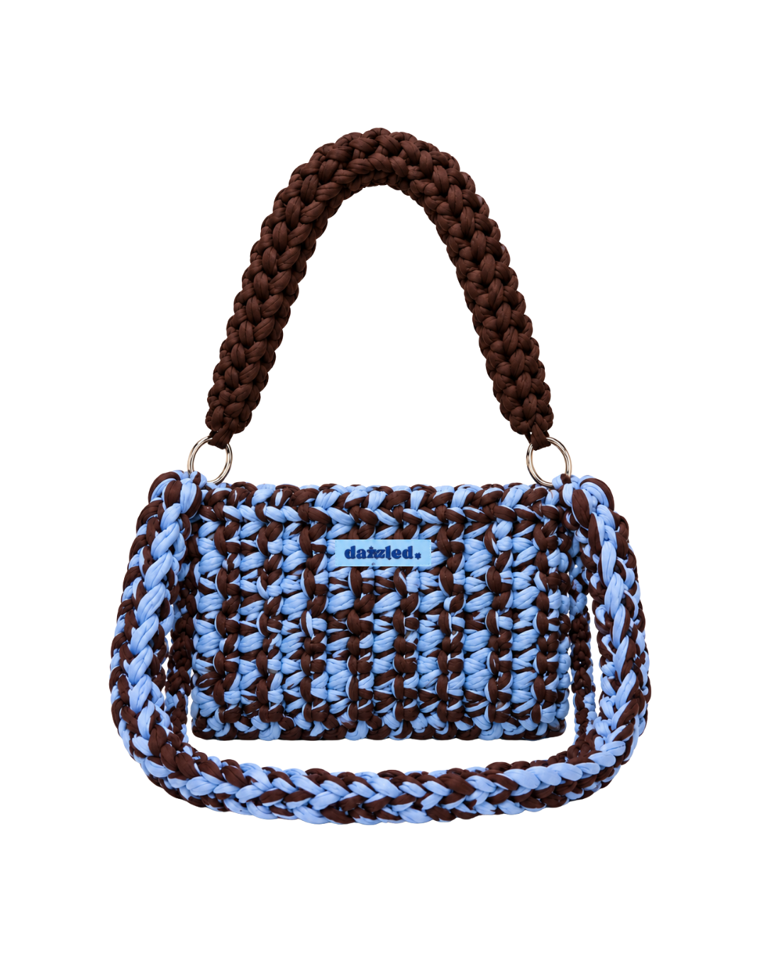 The Bowie Bag Blue and Brown crochet handbag by Dazzled