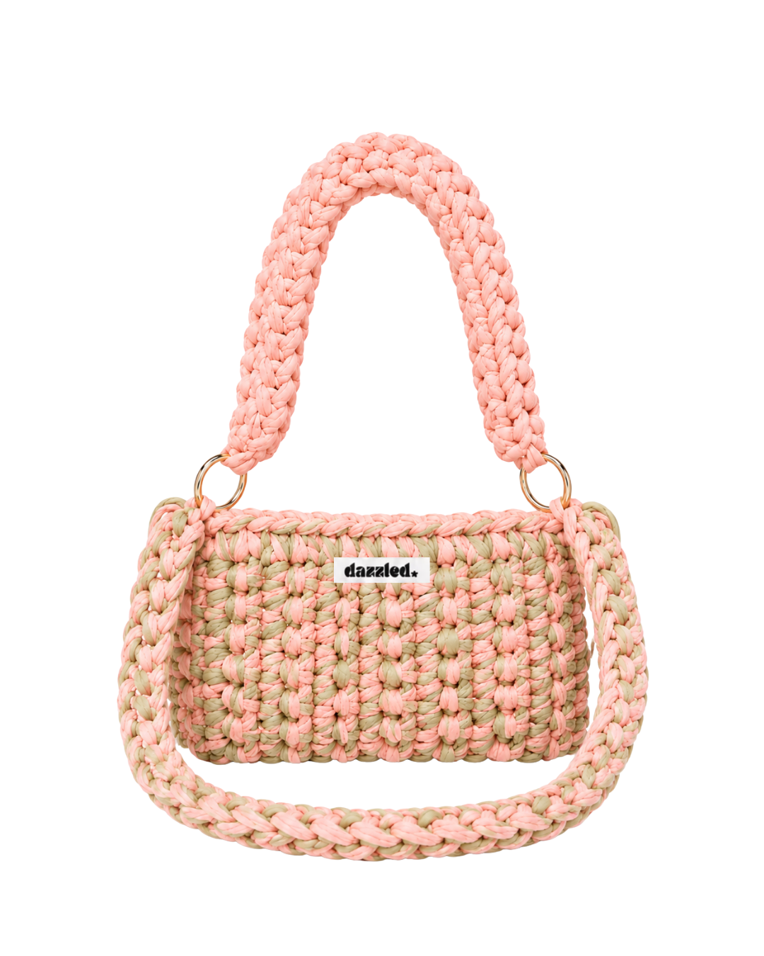 The Bowie Bag Pink and Green crochet handbag by Dazzled