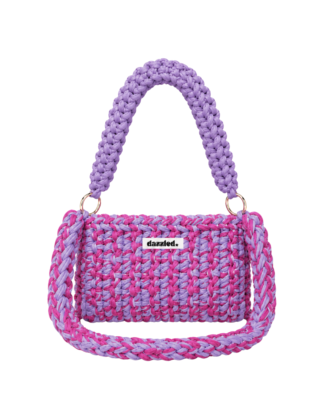 The Bowie Bag Purple and Pink crochet handbag by Dazzled