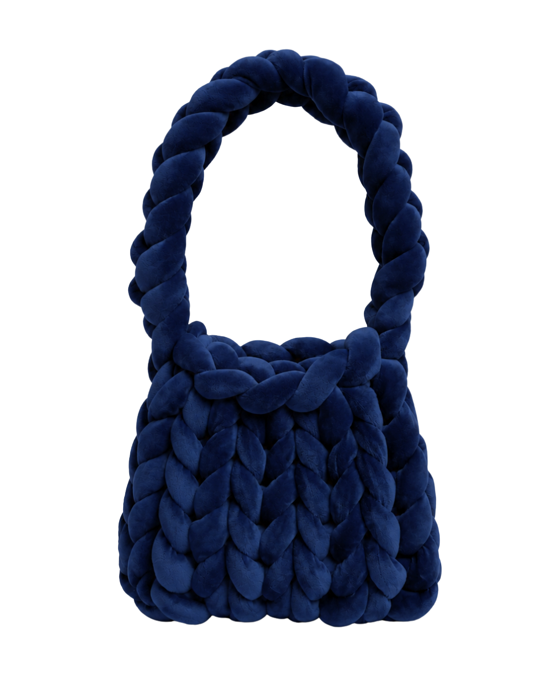 Back view of The Mae Bag Navy Blue crochet handbag by Dazzled