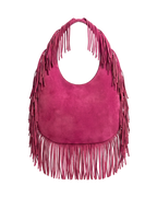 Back view of The Sienna Bag Pink fringe shoulder bag by Dazzled