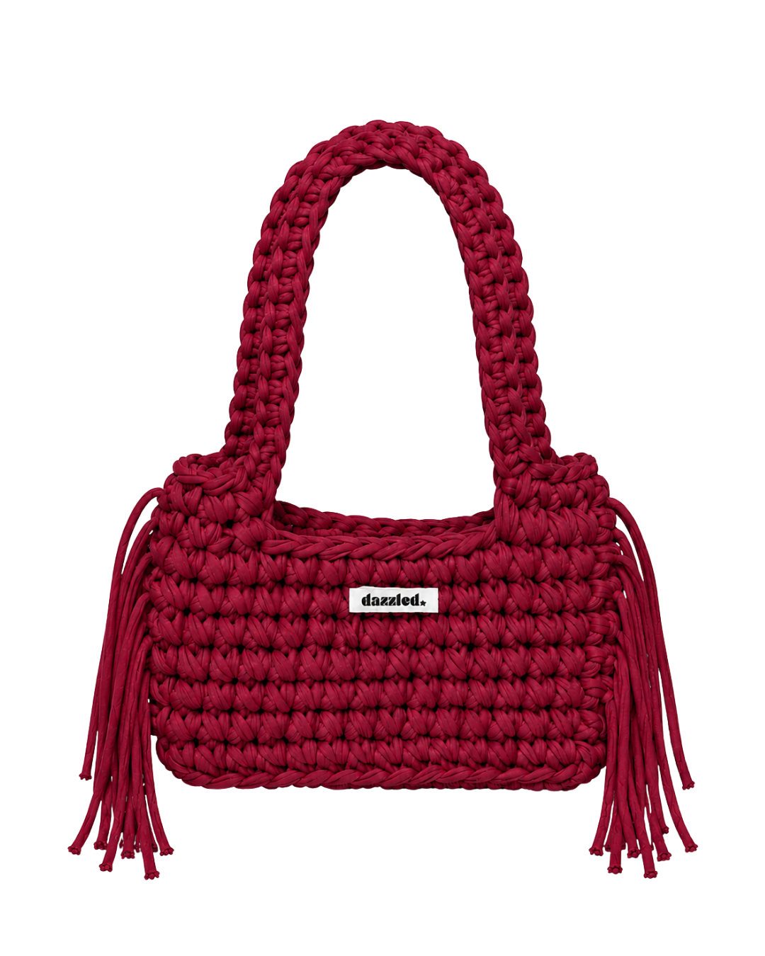 The Uma Bag Burgundy crochet shoulder bag by Dazzled
